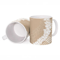 Hawaii Aloha Plumeria Lei Beige Palaka Ceramic Mug - Polynesian Pride