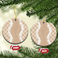Hawaii Aloha Plumeria Lei Beige Palaka Ceramic Ornament LT7 Circle Beige - Polynesian Pride