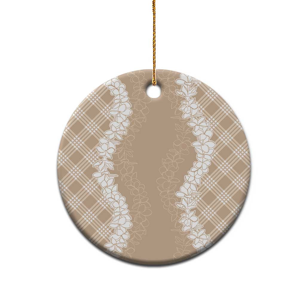 Hawaii Aloha Plumeria Lei Beige Palaka Ceramic Ornament LT7 - Polynesian Pride