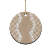 Hawaii Aloha Plumeria Lei Beige Palaka Ceramic Ornament LT7 - Polynesian Pride