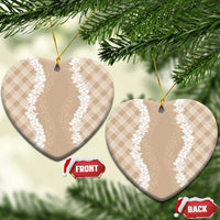 Hawaii Aloha Plumeria Lei Beige Palaka Ceramic Ornament LT7 Heart Beige - Polynesian Pride