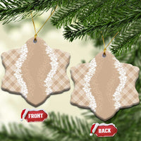 Hawaii Aloha Plumeria Lei Beige Palaka Ceramic Ornament LT7 Snow Flake Beige - Polynesian Pride