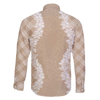 Hawaii Aloha Plumeria Lei Beige Palaka Family Matching Long Sleeve Bodycon Dress and Hawaiian Shirt LT7 - Polynesian Pride