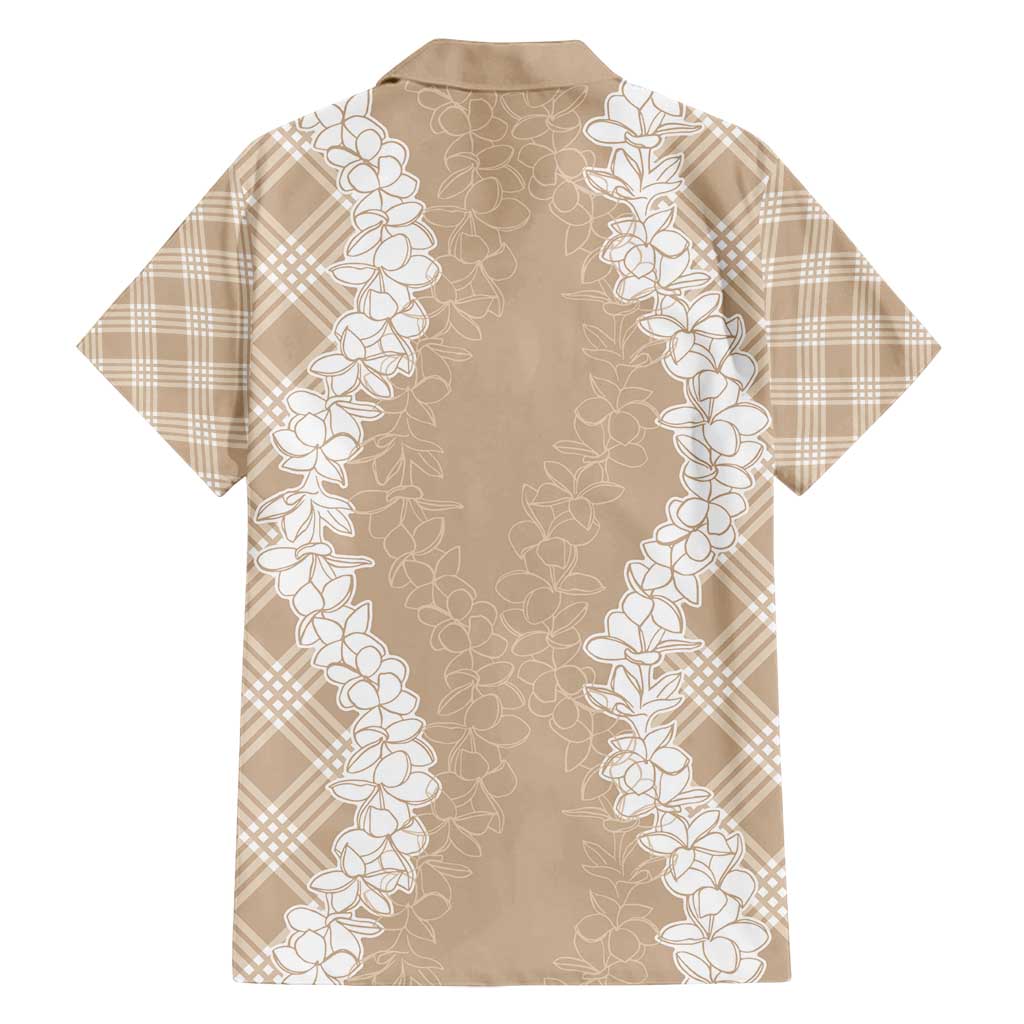 Hawaii Aloha Plumeria Lei Beige Palaka Family Matching Off Shoulder Maxi Dress and Hawaiian Shirt LT7 - Polynesian Pride