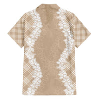 Hawaii Aloha Plumeria Lei Beige Palaka Family Matching Summer Maxi Dress and Hawaiian Shirt LT7 - Polynesian Pride