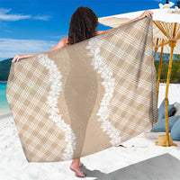Hawaii Aloha Plumeria Lei Beige Palaka Sarong LT7 One Size 44 x 66 inches Beige - Polynesian Pride