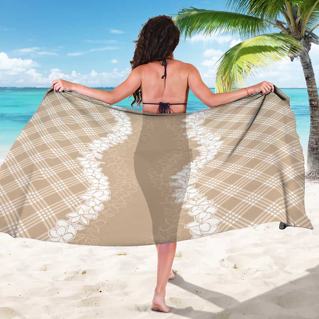 Hawaii Aloha Plumeria Lei Beige Palaka Sarong LT7 - Polynesian Pride
