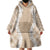 Hawaii Aloha Plumeria Lei Beige Palaka Wearable Blanket Hoodie - Polynesian Pride