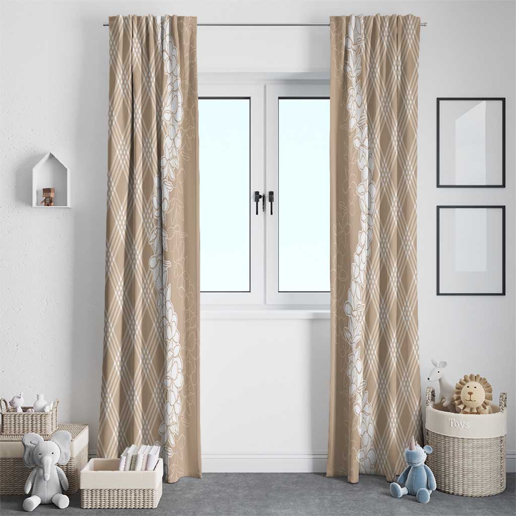 Hawaii Aloha Plumeria Lei Beige Palaka Window Curtain - Polynesian Pride