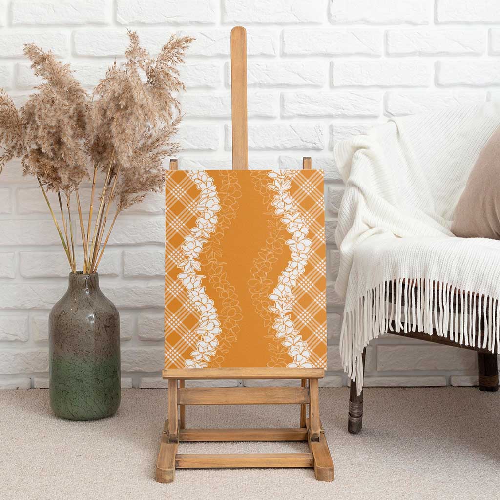 Hawaii Aloha Plumeria Lei Orange Palaka Canvas Wall Art - Polynesian Pride
