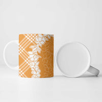 Hawaii Aloha Plumeria Lei Orange Palaka Ceramic Mug - Polynesian Pride