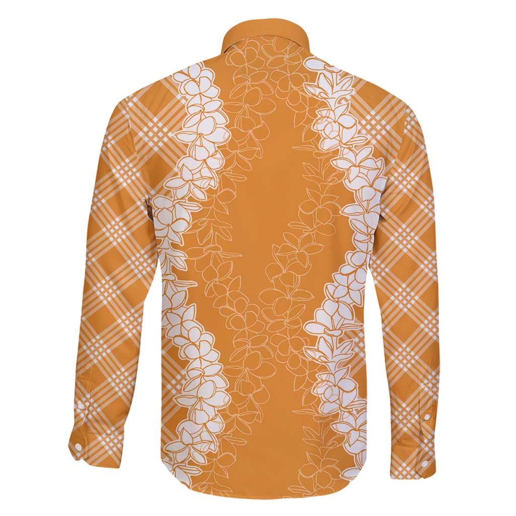 Hawaii Aloha Plumeria Lei Orange Palaka Family Matching Off Shoulder Maxi Dress and Hawaiian Shirt LT7 - Polynesian Pride