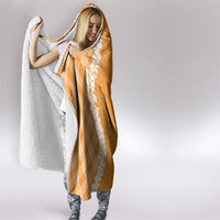 Hawaii Aloha Plumeria Lei Orange Palaka Hooded Blanket - Polynesian Pride