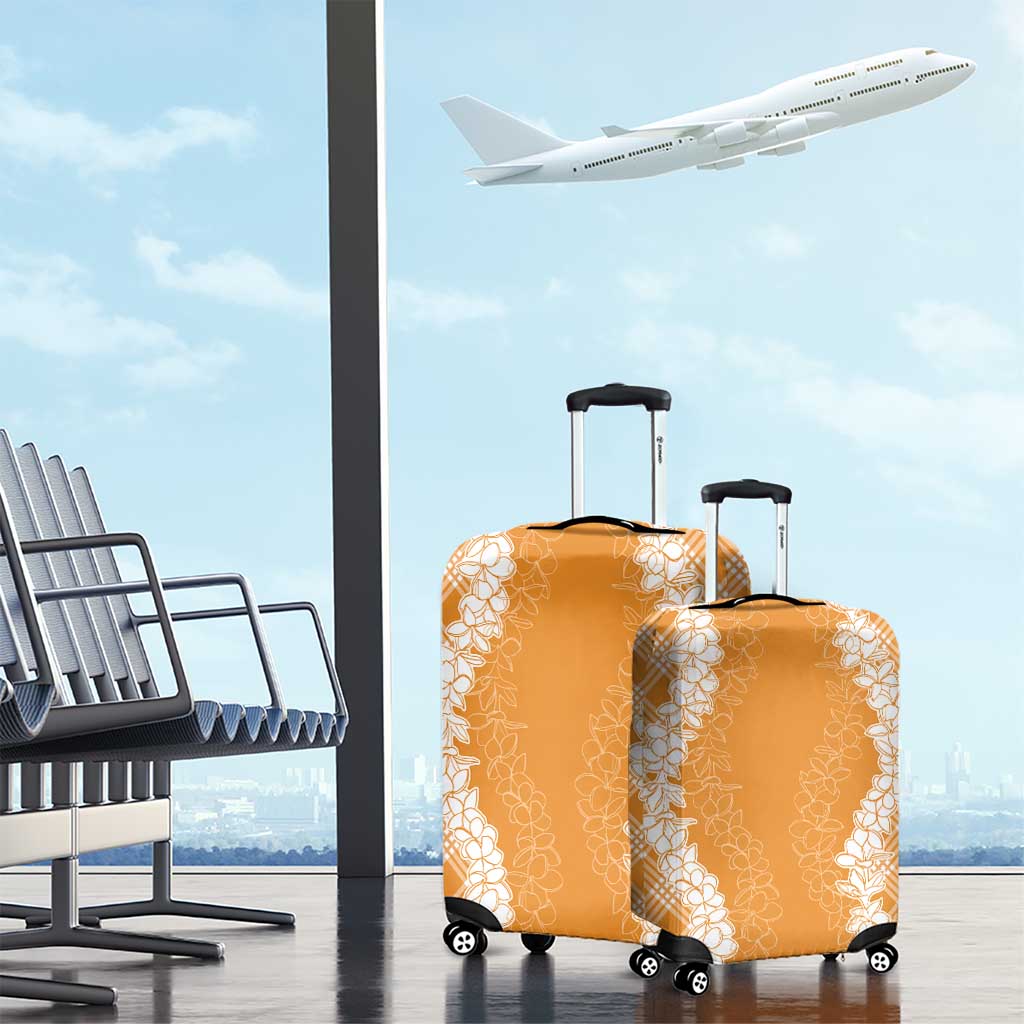 Hawaii Aloha Plumeria Lei Orange Palaka Luggage Cover - Polynesian Pride