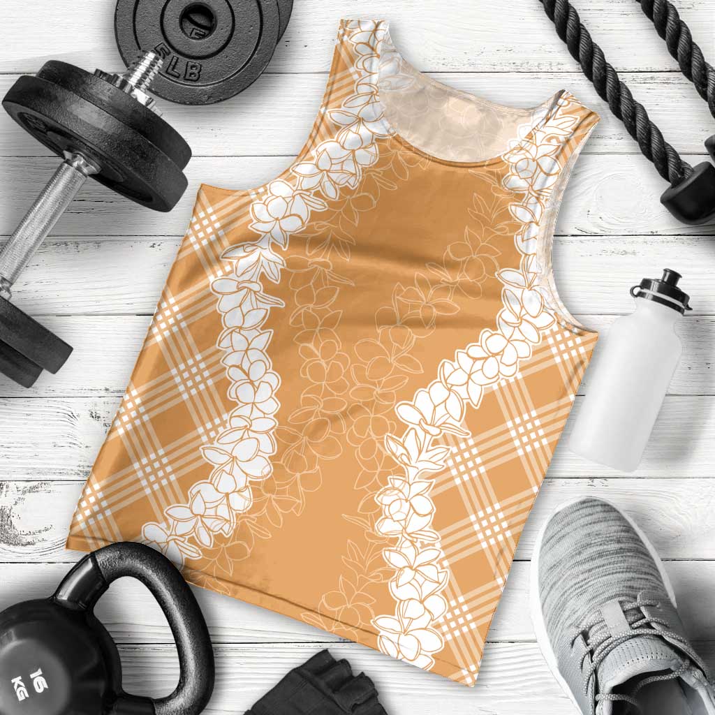 Hawaii Aloha Plumeria Lei Orange Palaka Men Tank Top - Polynesian Pride