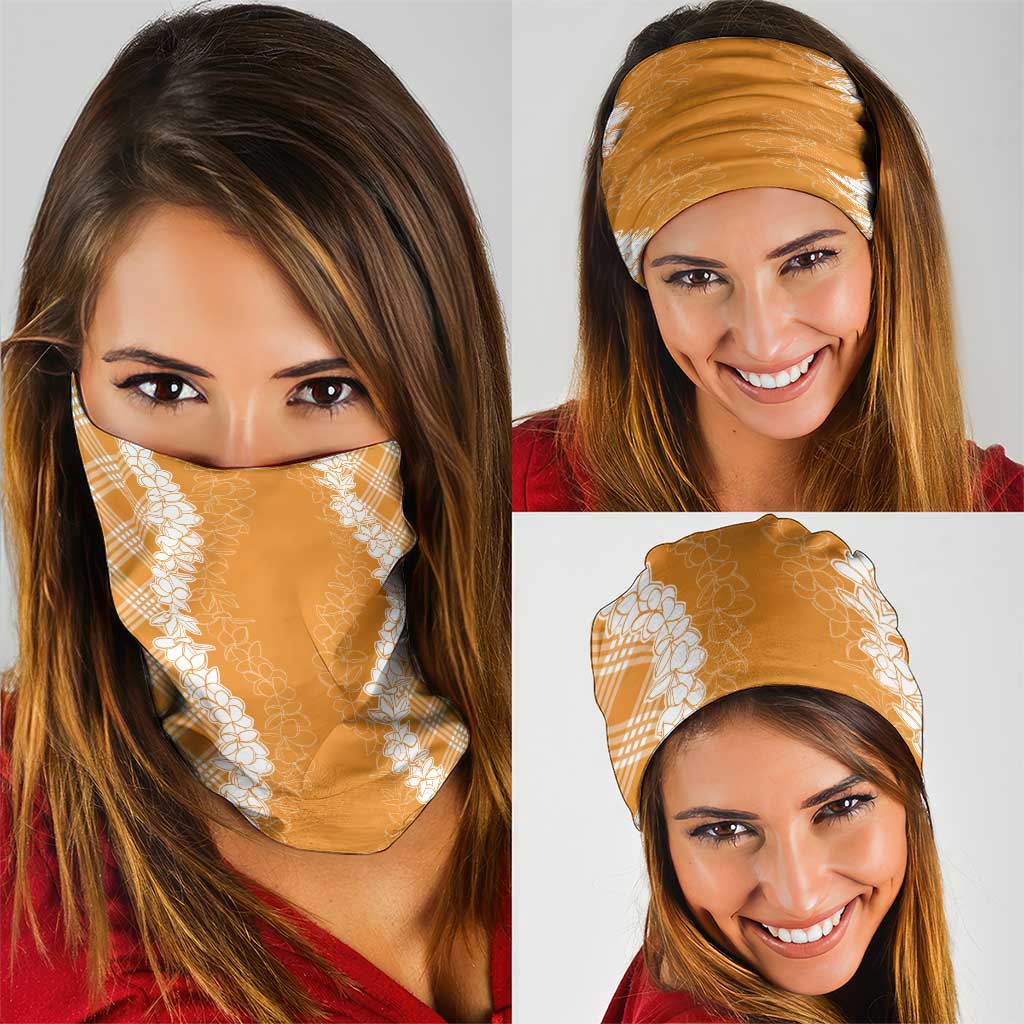 Hawaii Aloha Plumeria Lei Orange Palaka Neck Gaiter - Polynesian Pride