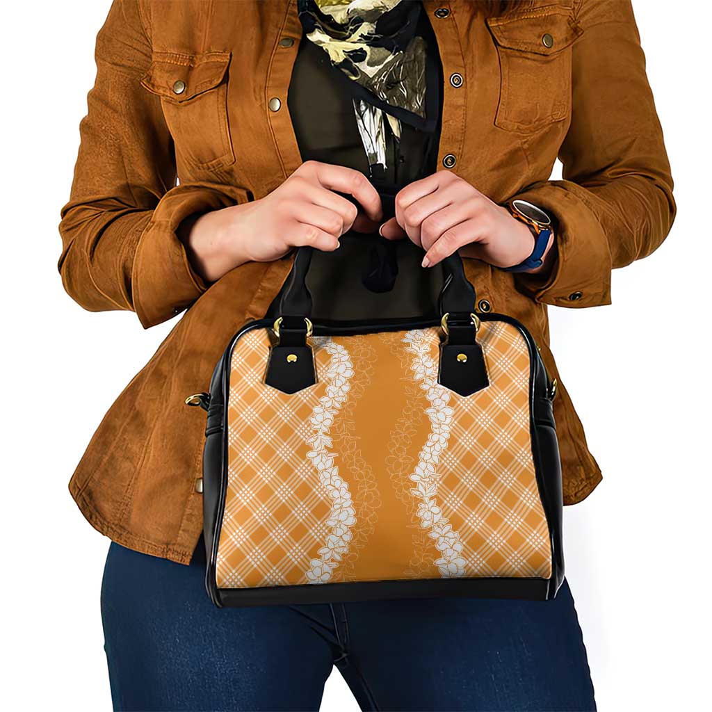 Hawaii Aloha Plumeria Lei Orange Palaka Shoulder Handbag - Polynesian Pride