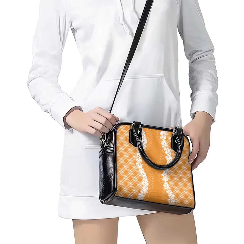 Hawaii Aloha Plumeria Lei Orange Palaka Shoulder Handbag - Polynesian Pride