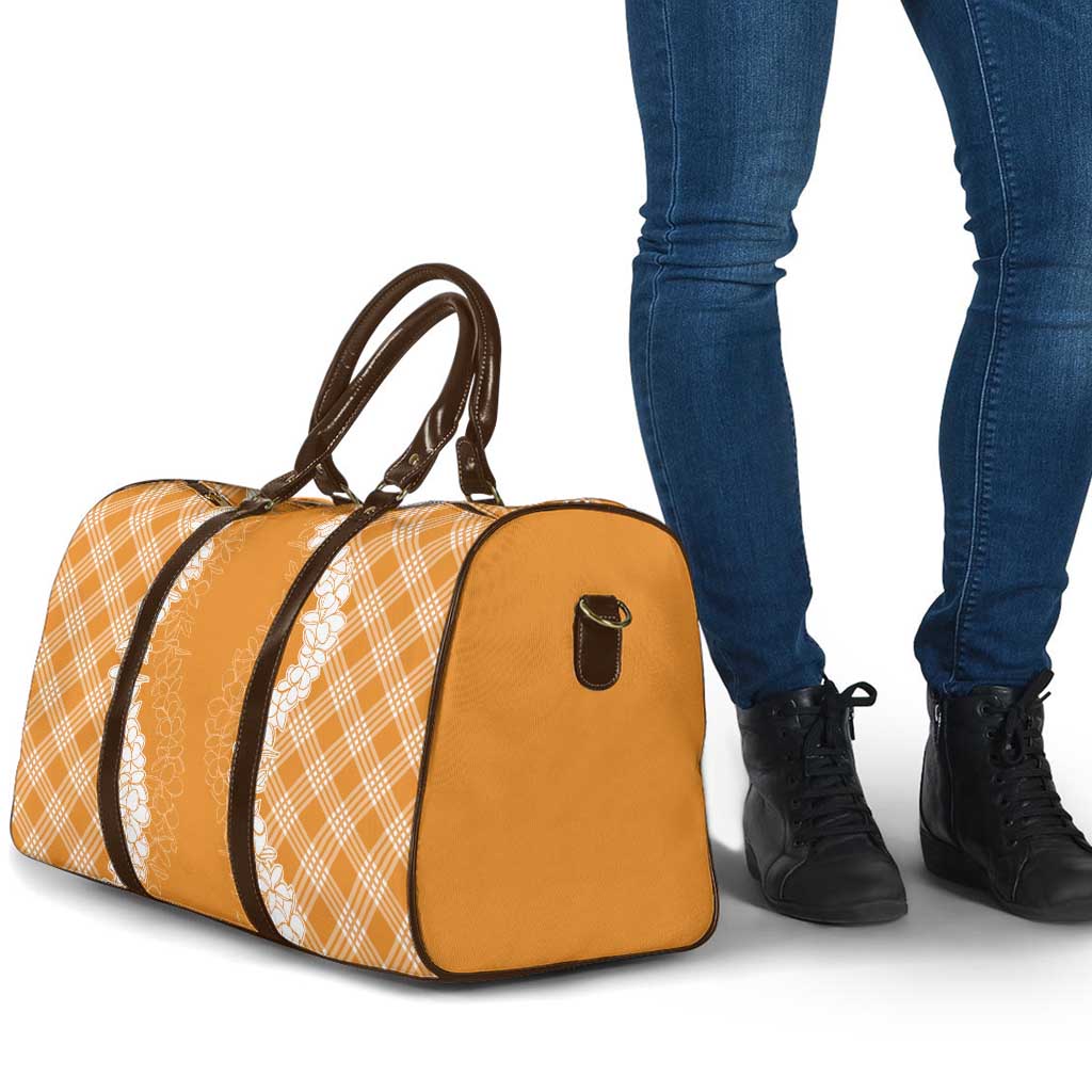 Hawaii Aloha Plumeria Lei Orange Palaka Travel Bag - Polynesian Pride