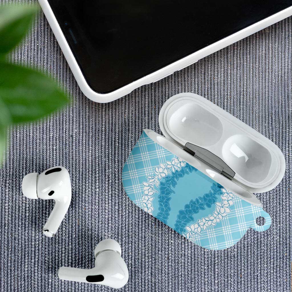 Hawaii Aloha Plumeria Lei Turquoise Palaka AirPods Case - Polynesian Pride
