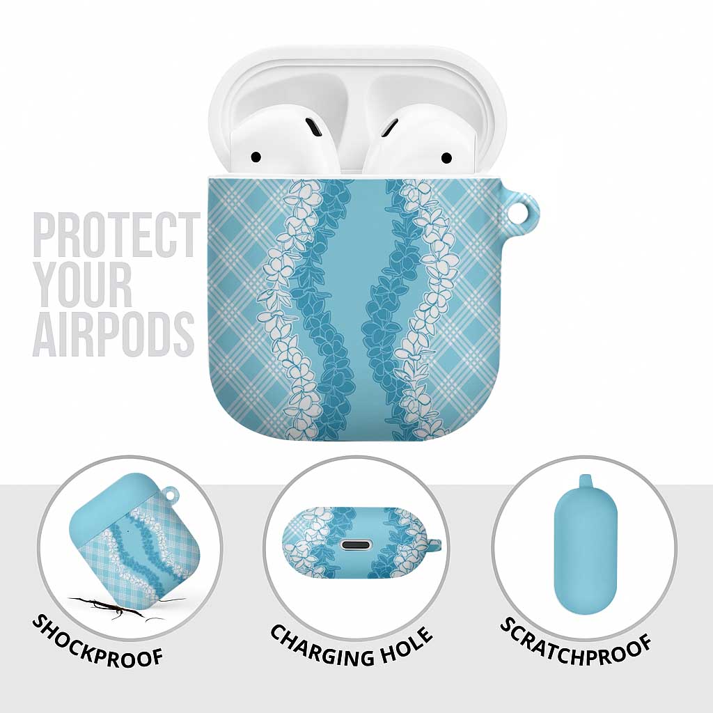 Hawaii Aloha Plumeria Lei Turquoise Palaka AirPods Case - Polynesian Pride