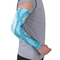 Hawaii Aloha Plumeria Lei Turquoise Palaka Arm Sleeves - Polynesian Pride