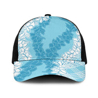 Hawaii Aloha Plumeria Lei Turquoise Palaka Baseball Net Cap - Polynesian Pride
