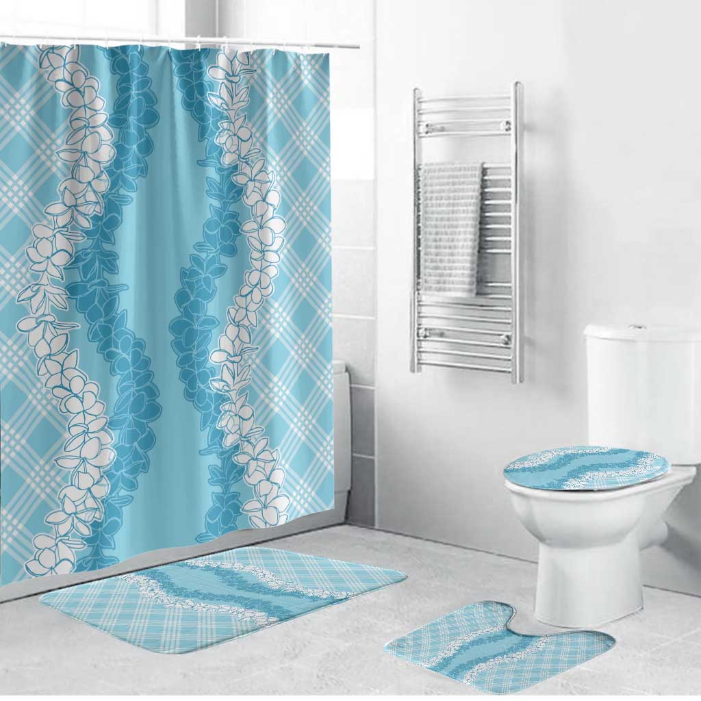 Hawaii Aloha Plumeria Lei Turquoise Palaka Bathroom Set - Polynesian Pride