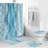 Hawaii Aloha Plumeria Lei Turquoise Palaka Bathroom Set - Polynesian Pride