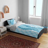 Hawaii Aloha Plumeria Lei Turquoise Palaka Bedding Set - Polynesian Pride