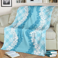 Hawaii Aloha Plumeria Lei Turquoise Palaka Blanket - Polynesian Pride