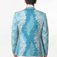 Hawaii Aloha Plumeria Lei Turquoise Palaka Blazer - Polynesian Pride