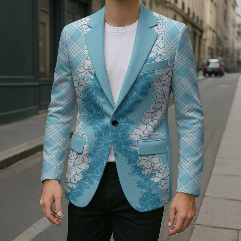 Hawaii Aloha Plumeria Lei Turquoise Palaka Blazer - Polynesian Pride