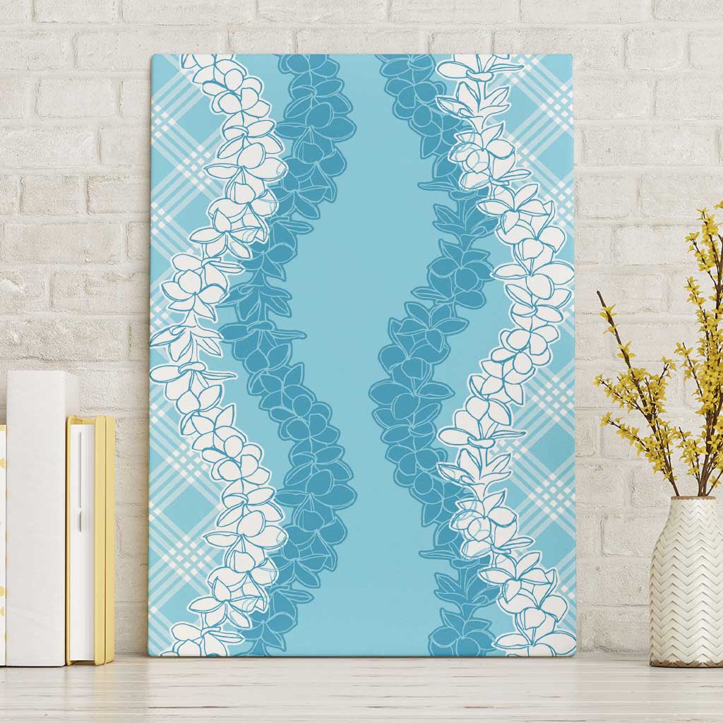Hawaii Aloha Plumeria Lei Turquoise Palaka Canvas Wall Art - Polynesian Pride