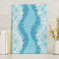 Hawaii Aloha Plumeria Lei Turquoise Palaka Canvas Wall Art - Polynesian Pride