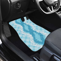 Hawaii Aloha Plumeria Lei Turquoise Palaka Car Mats - Polynesian Pride