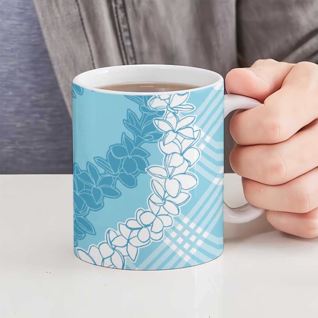 Hawaii Aloha Plumeria Lei Turquoise Palaka Ceramic Mug - Polynesian Pride