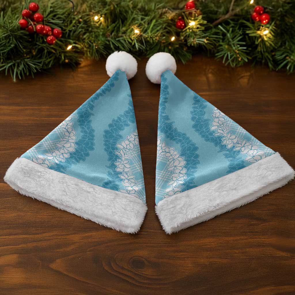 Hawaii Aloha Plumeria Lei Turquoise Palaka Christmas Santa Hat - Polynesian Pride
