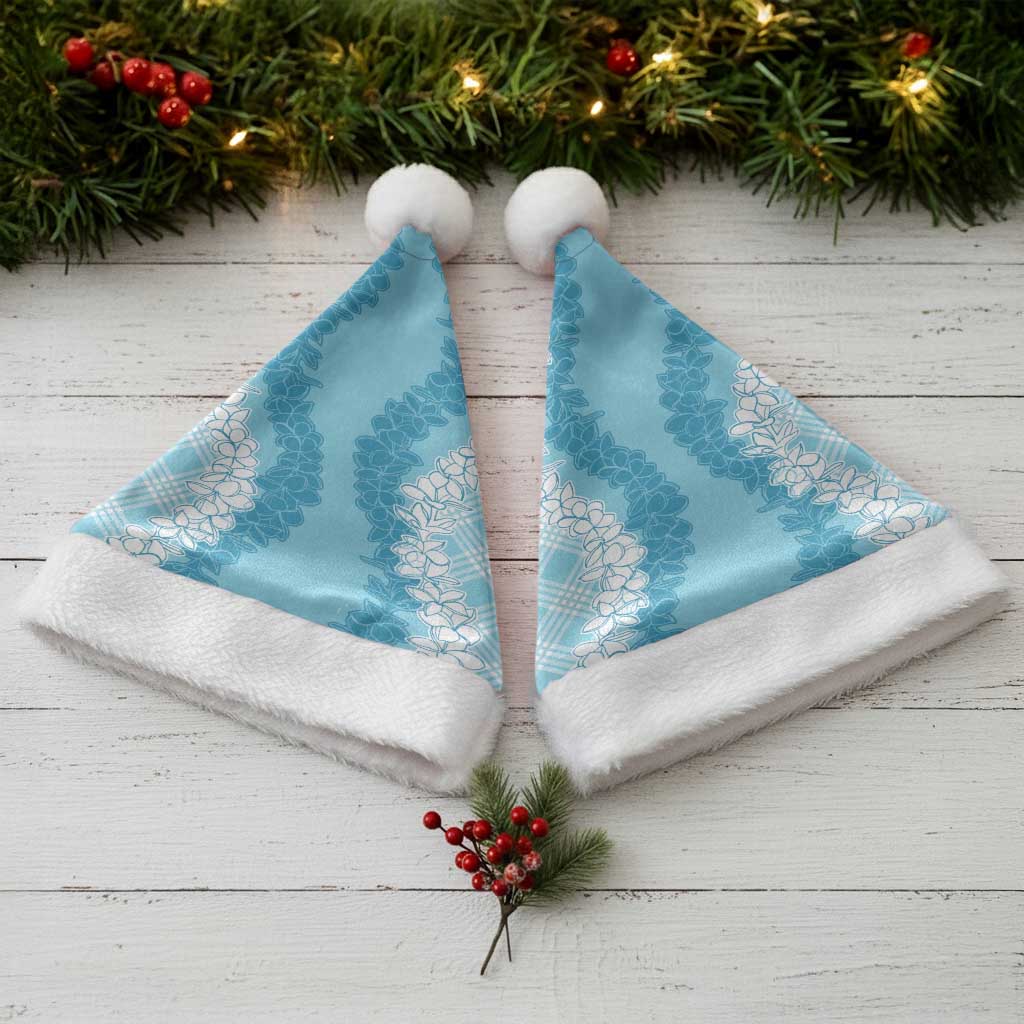 Hawaii Aloha Plumeria Lei Turquoise Palaka Christmas Santa Hat - Polynesian Pride