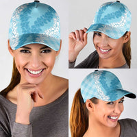 Hawaii Aloha Plumeria Lei Turquoise Palaka Classic Cap - Polynesian Pride