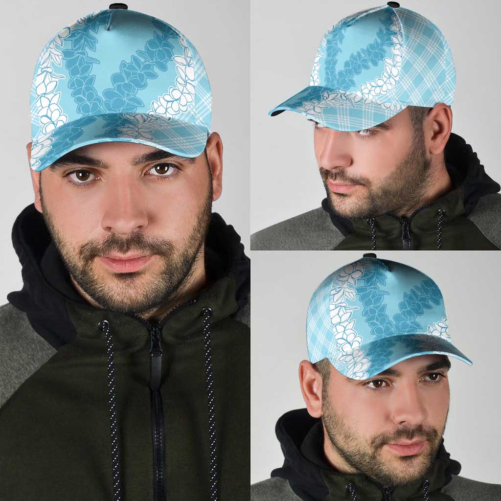 Hawaii Aloha Plumeria Lei Turquoise Palaka Classic Cap - Polynesian Pride