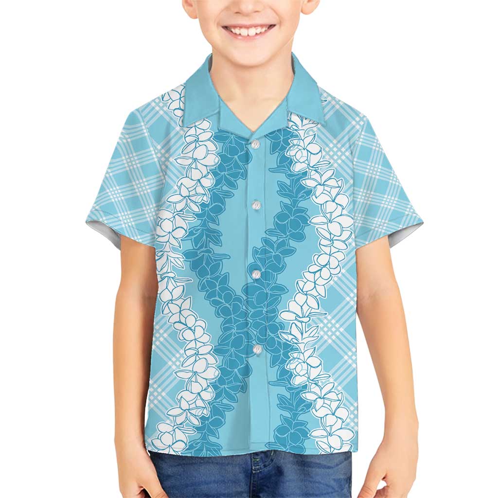 Hawaii Aloha Plumeria Lei Turquoise Palaka Family Matching Long Sleeve Bodycon Dress and Hawaiian Shirt LT7 Son's Shirt Turquoise - Polynesian Pride