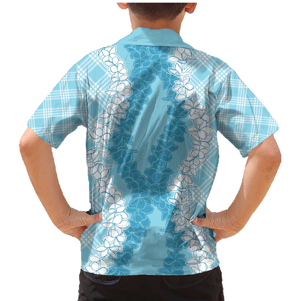 Hawaii Aloha Plumeria Lei Turquoise Palaka Family Matching Mermaid Dress and Hawaiian Shirt LT7 - Polynesian Pride