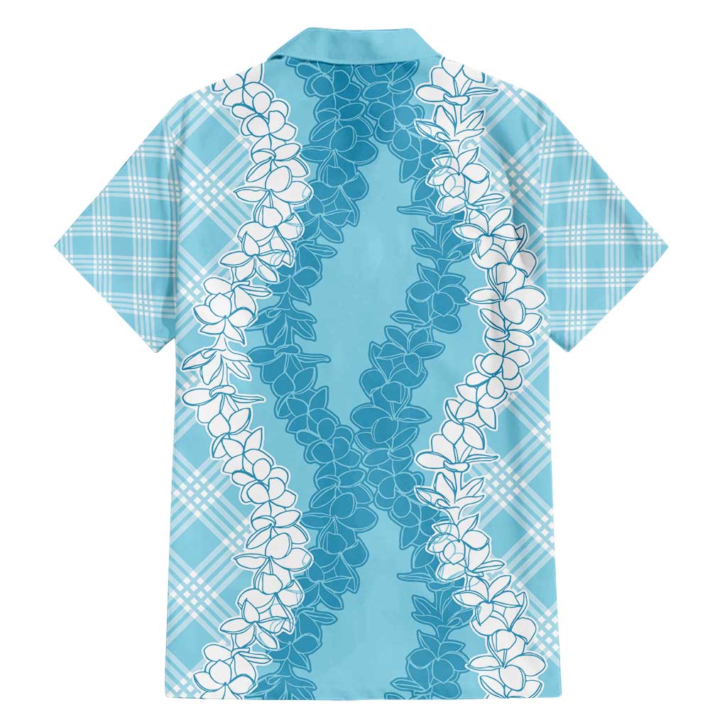 Hawaii Aloha Plumeria Lei Turquoise Palaka Family Matching Off Shoulder Short Dress and Hawaiian Shirt LT7 - Polynesian Pride