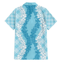 Hawaii Aloha Plumeria Lei Turquoise Palaka Family Matching Off Shoulder Short Dress and Hawaiian Shirt LT7 - Polynesian Pride