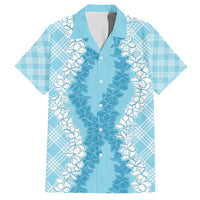 Hawaii Aloha Plumeria Lei Turquoise Palaka Family Matching Short Sleeve Bodycon Dress and Hawaiian Shirt LT7 Dad's Shirt - Short Sleeve Turquoise - Polynesian Pride