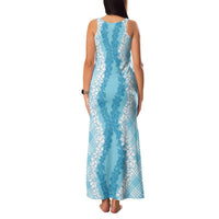 Hawaii Aloha Plumeria Lei Turquoise Palaka Family Matching Tank Maxi Dress and Hawaiian Shirt LT7 - Polynesian Pride