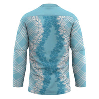 Hawaii Aloha Plumeria Lei Turquoise Palaka Hockey Jersey - Polynesian Pride