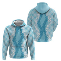 Hawaii Aloha Plumeria Lei Turquoise Palaka Hoodie - Polynesian Pride