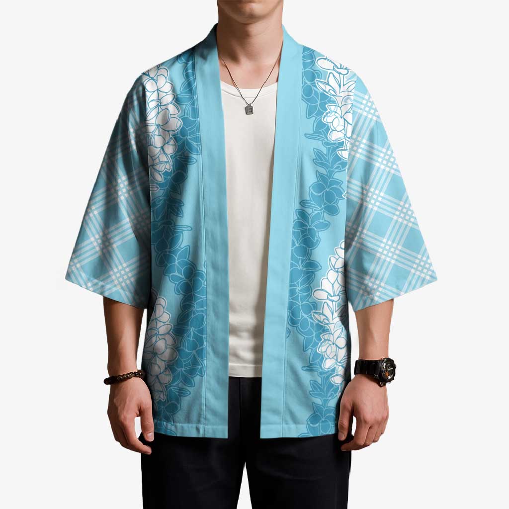 Hawaii Aloha Plumeria Lei Turquoise Palaka Kimono LT7 - Polynesian Pride